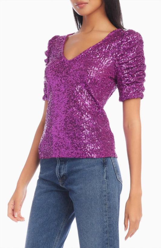 Fifteen Twenty - Sequin Puff Sleeve Top
