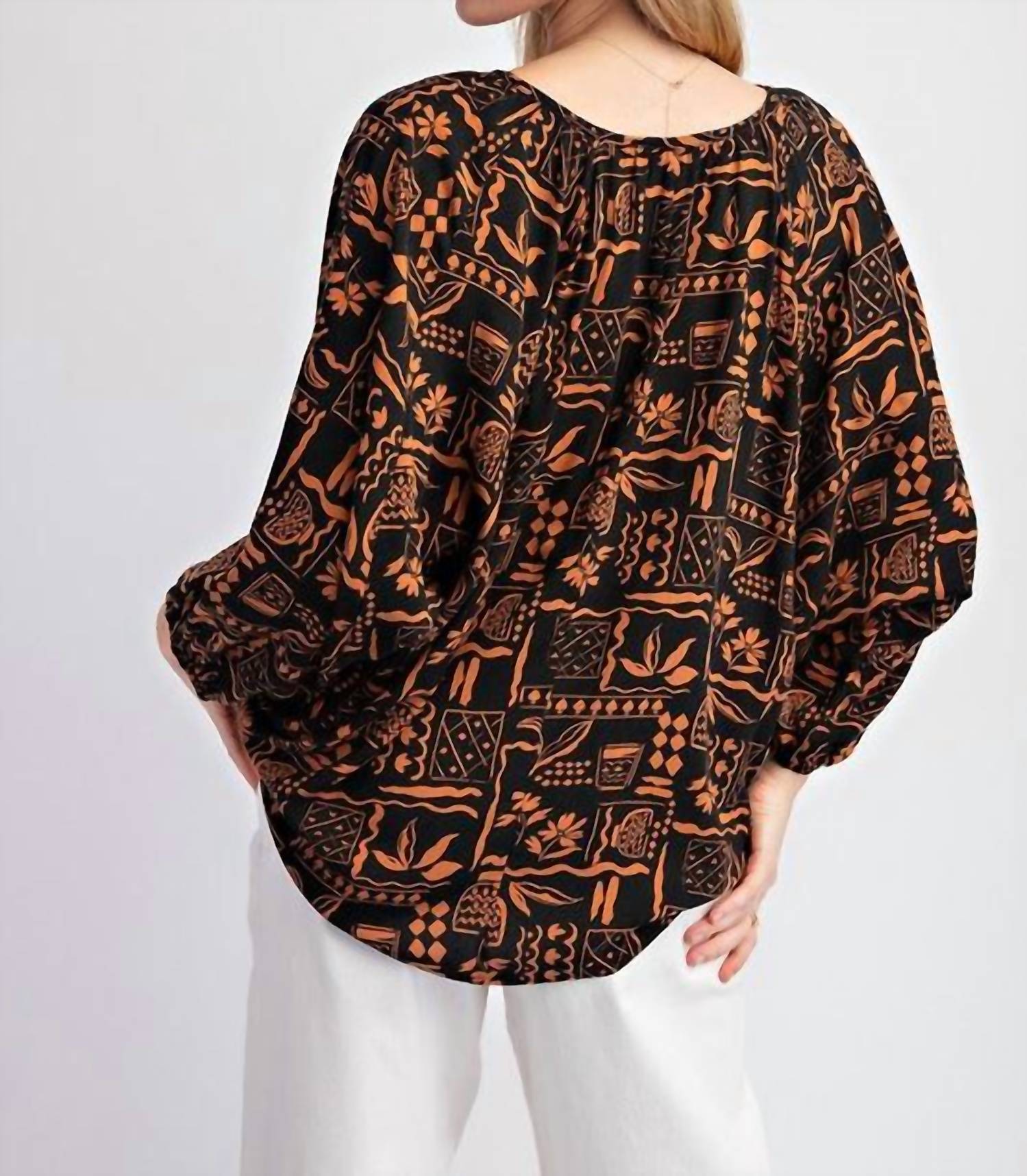 Easel - Aztec Print Challis Top