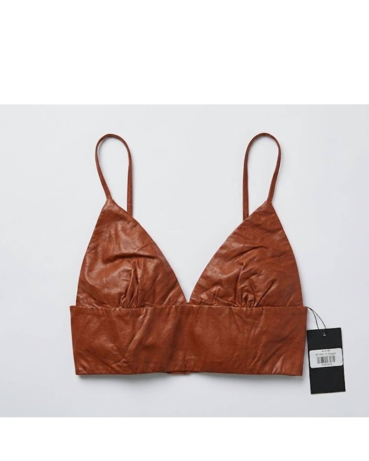 SIGNATURE8 Leatherette Bra Top in cooper - women's shirt - detail view