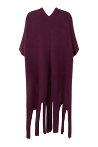 Noen - Women's Prune Fringed Wrap Poncho