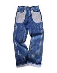 Birth Of Royal Child - Embossed Washed Denim Straight Jeans