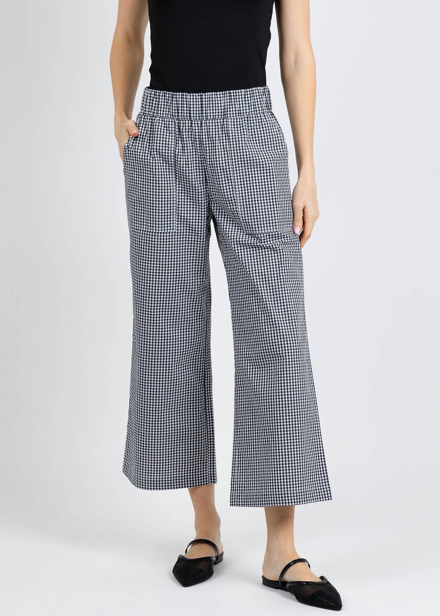Elliott Lauren Gingham Patch Pocket Pull-on Pants in black white - women's pants - alternate view