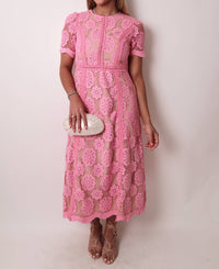 Just Me Lace Maxi Dress in pink - women's dress