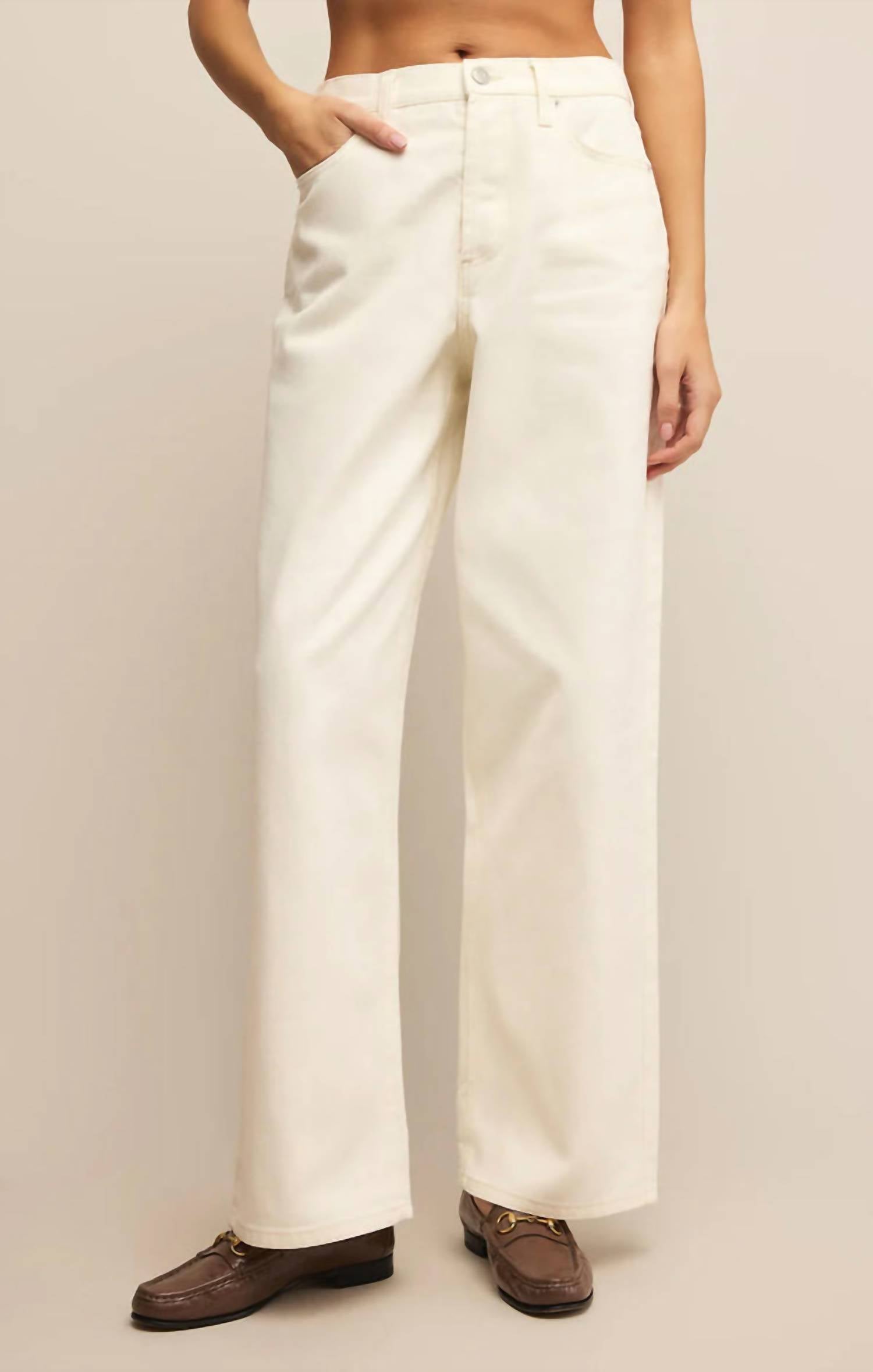 Z Supply Lou Denim Pant in off white 1 - women's jeans