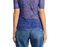 Johnny Was MESH ELBOW SLEEVE MOCK NECK TOP in katina - women's t-shirt - view 4
