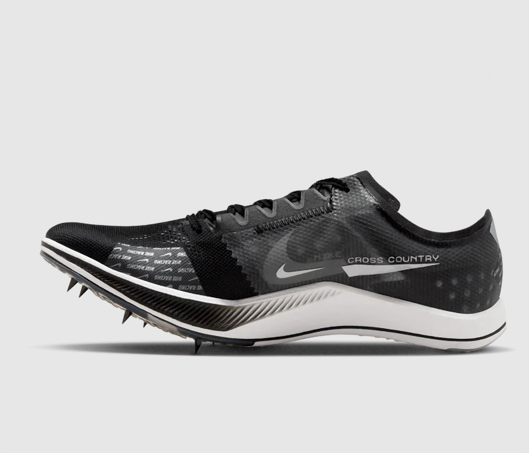 NIKE Men's Dragonfly Xc Shoe in black metallic silver dark smoke grey - men's shoe - detail view