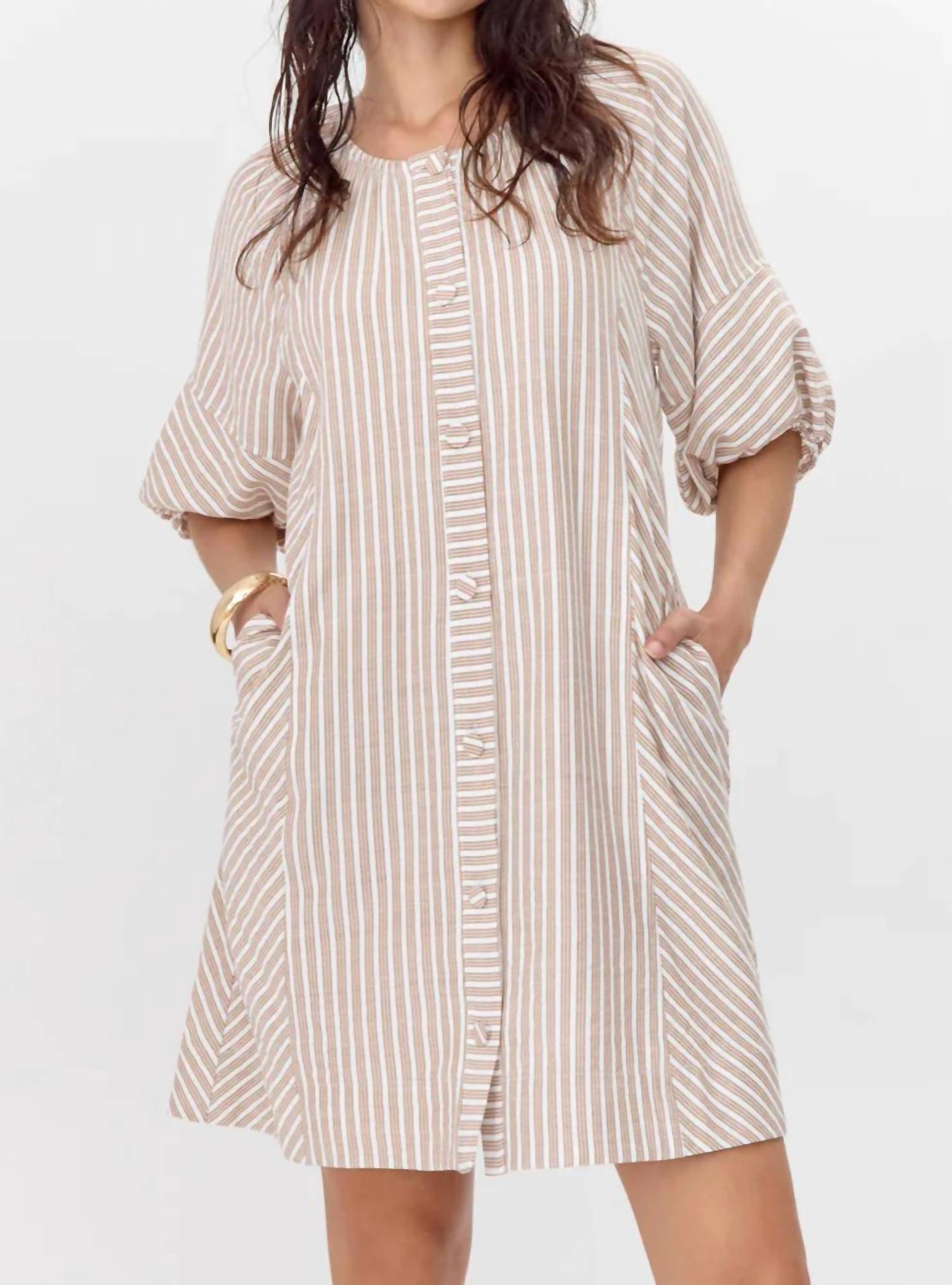 Greylin - Kyra Stripe Button Front Mini Dress