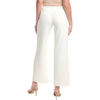 Tahari Wide Leg Front Seam Pant in white star - women's pants - detail view