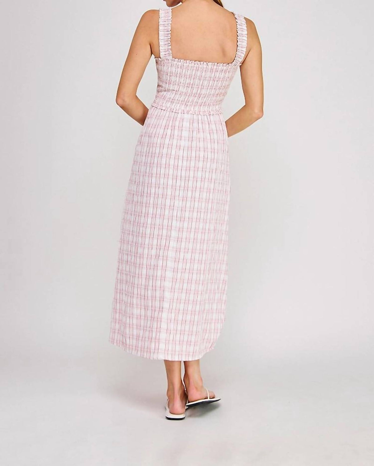 Allie Rose - Plaid Smocked Midi Dress