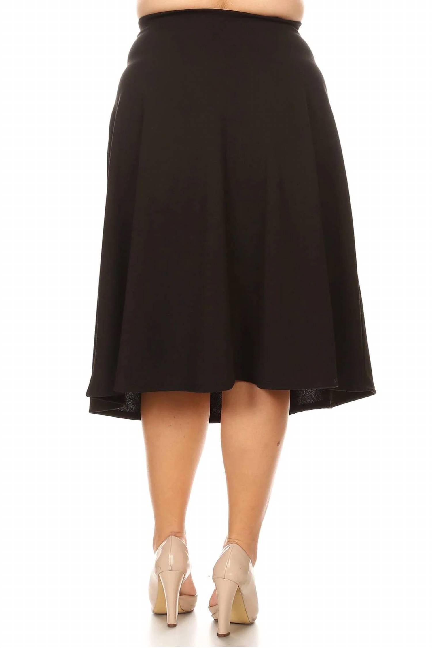 Moa Collection - Women's Casual Solid Midi Skirt - Plus