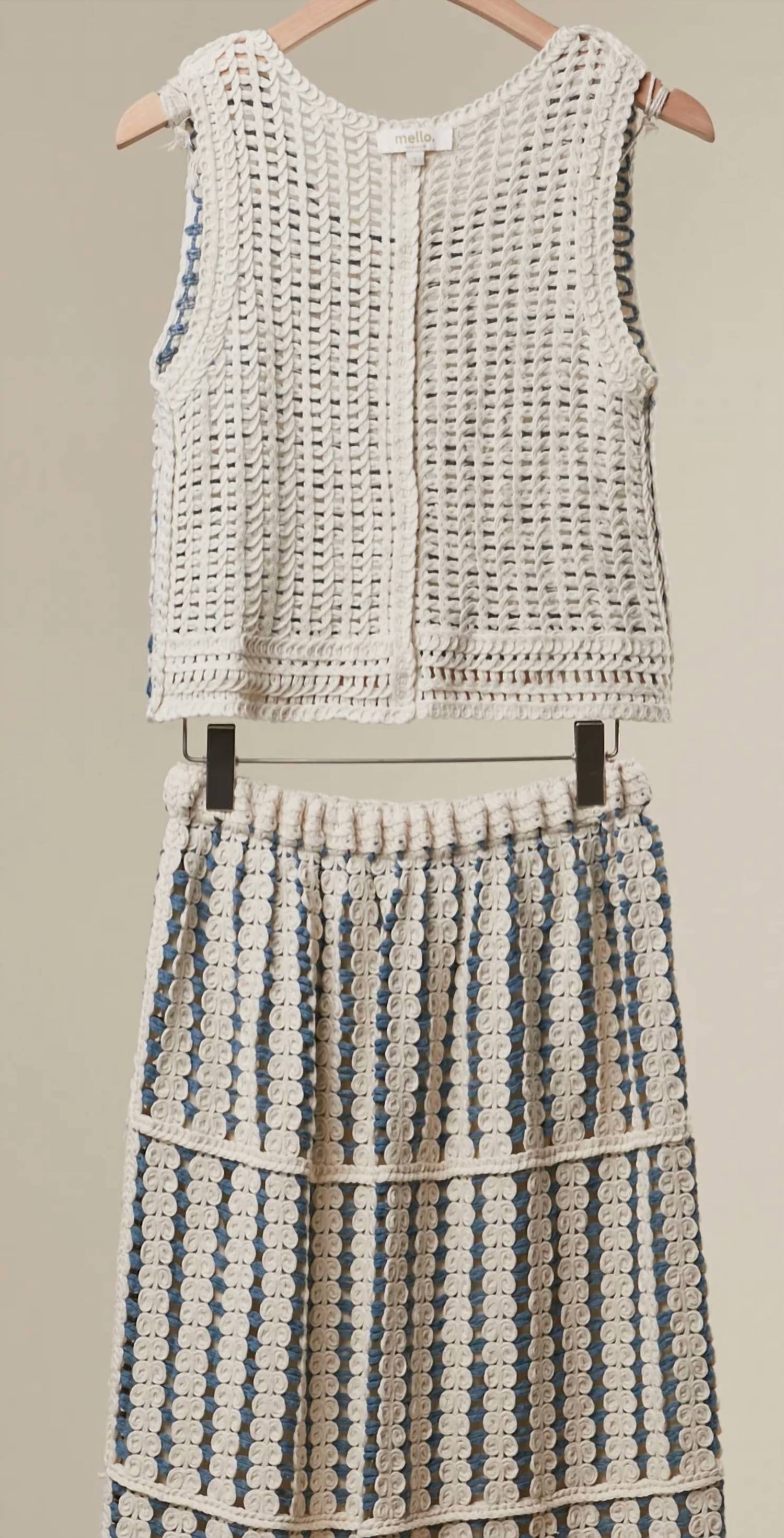 Mello - Women's Avery Boho Crochet Stripe Two Piece Set