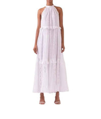 Celina Moon Azalea Halter Neck Tiered Dress in white - women's dress