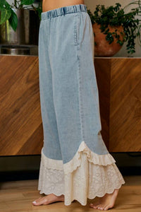 Bibi - Ruffle Lace Hem Pants
