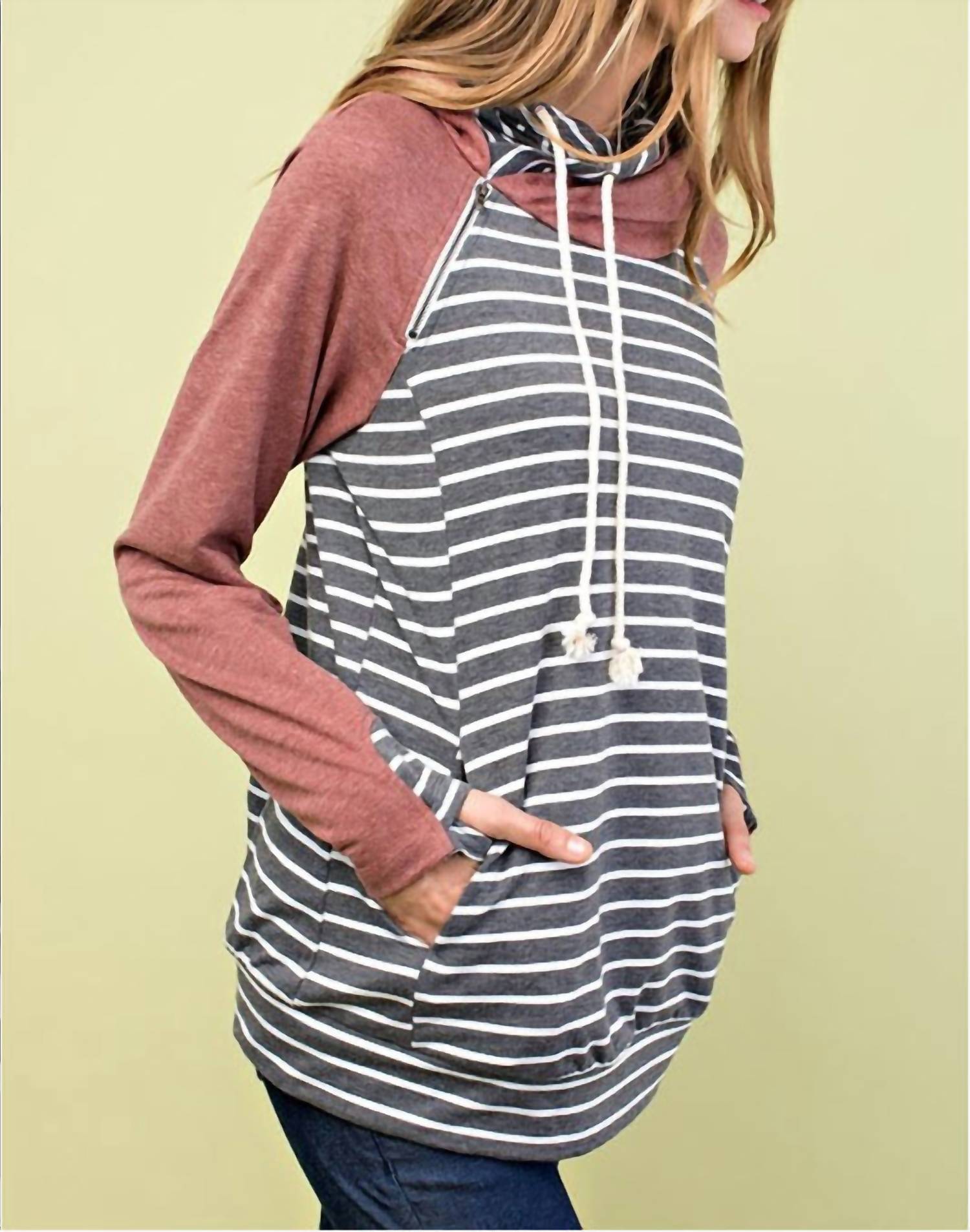 Mainstrip - Colorblock Double Hood Hoodie