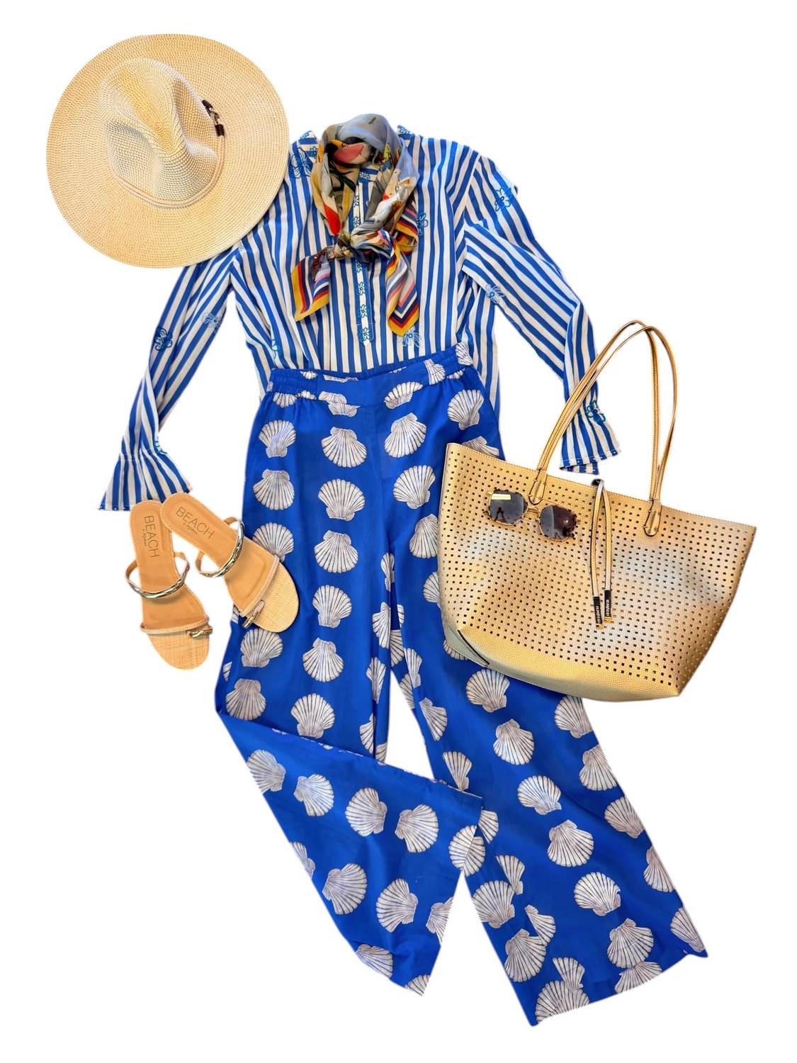 Nimo With Love - Flower Embroidery Broom Stripe Blouse