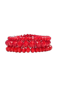 Sparkly South Wholesale Women's Three-pieces Crystal Bead Stretch Bracelet Set – 8mm in red hots - women's jewelry
