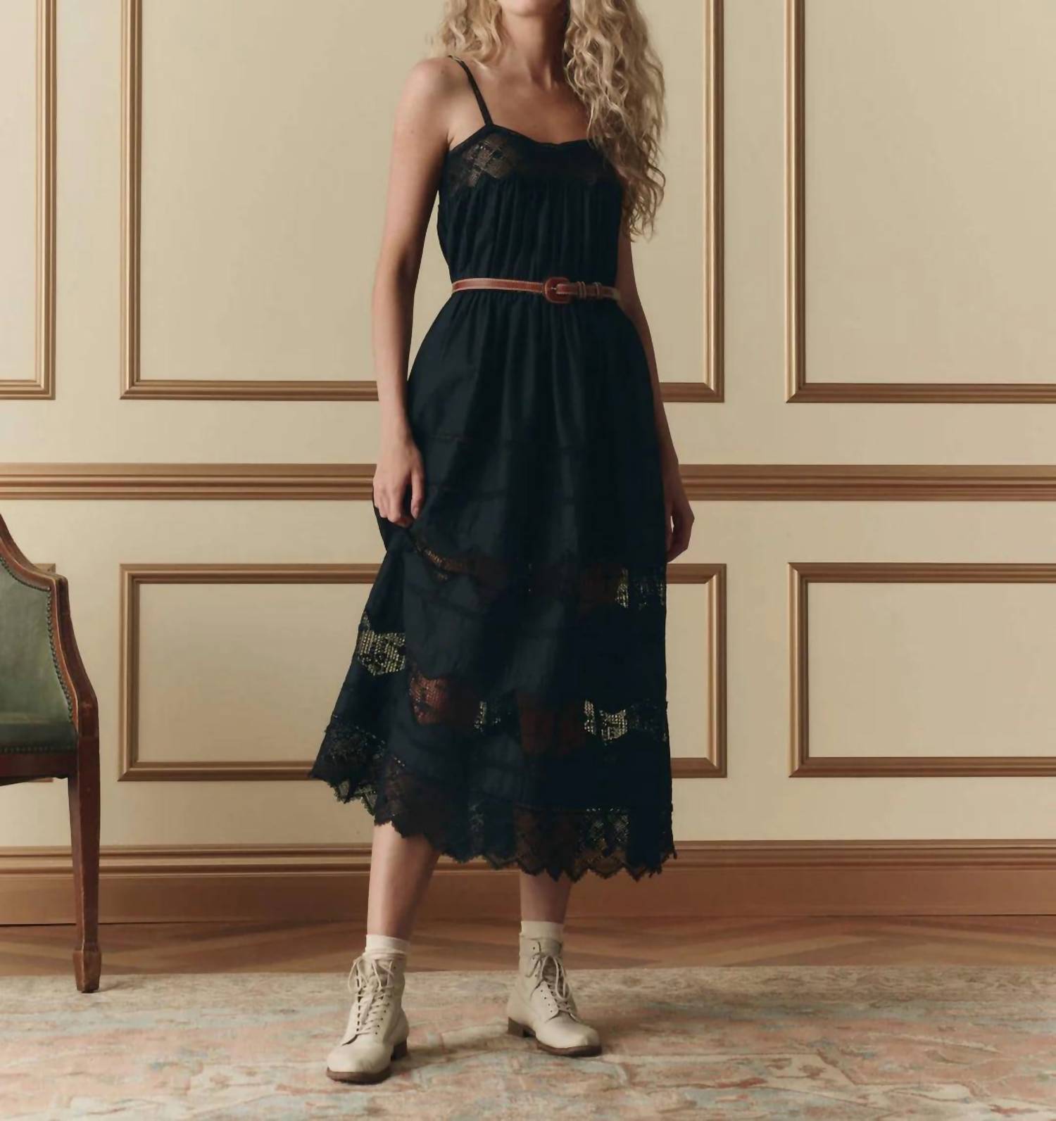 The Great. - Rosette Crochet Dress