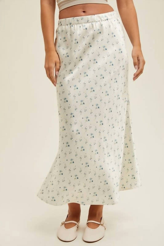 Wishlist - Dainty Floral Satin Midi Skirt