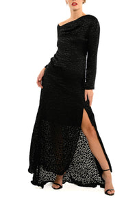 Cenia - Asymmetrical Shoulder Evening Maxi Dress