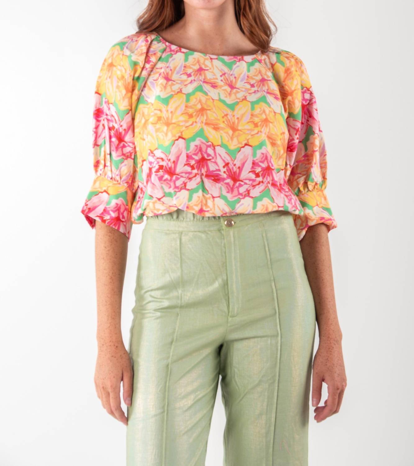 Emily McCarthy Celeste Cropped Top in azalea - women's shirt