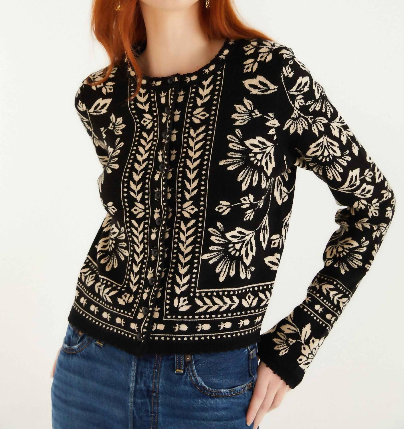 Farm Rio - Flower Bloom Buttoned Knit Cardigan