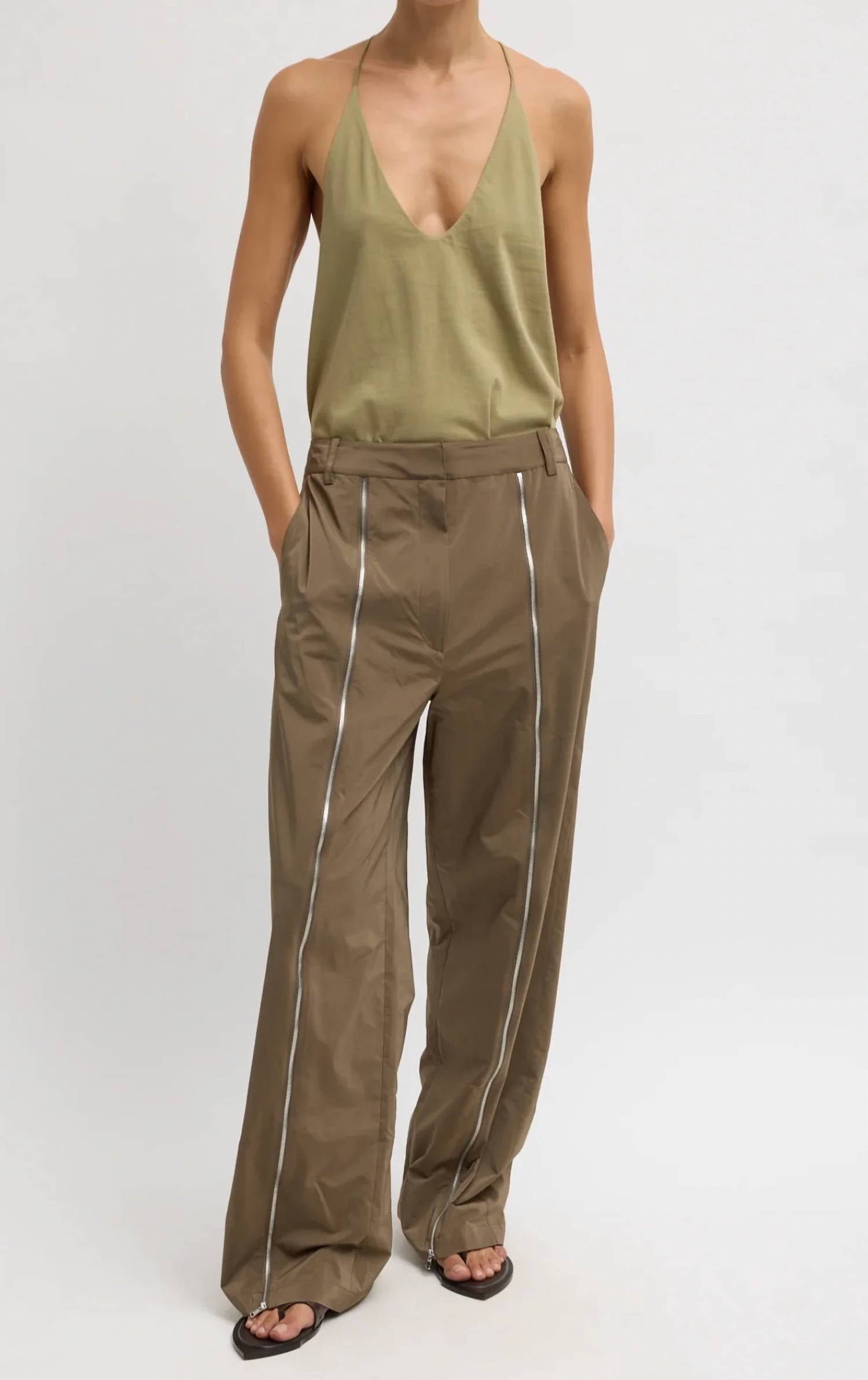 Tibi - Nylon Zipper Trouser - Short Length