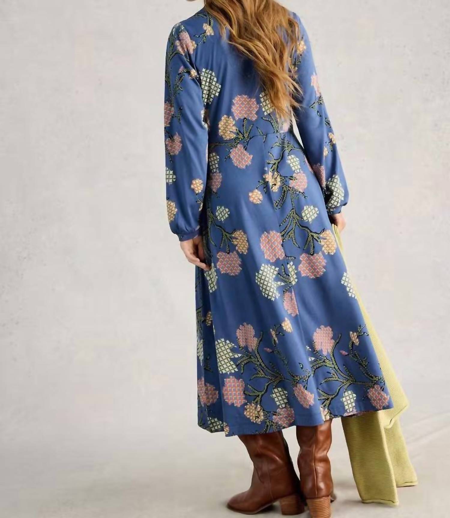 White Stuff Megan Jersey Dress in blue - women's dress - detail view