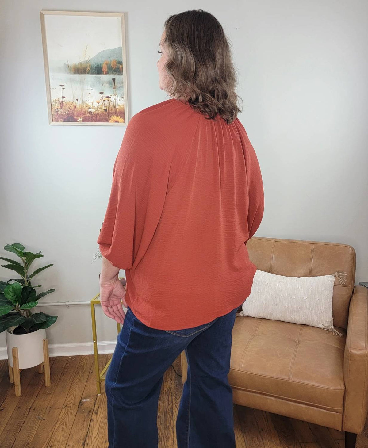 Ee:Some - Macie Long Sleeve, Light Weight Dressy Top With V-neck - Plus