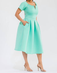 Karen T Design Pleated Midi Dress in green - women's dress - view 4