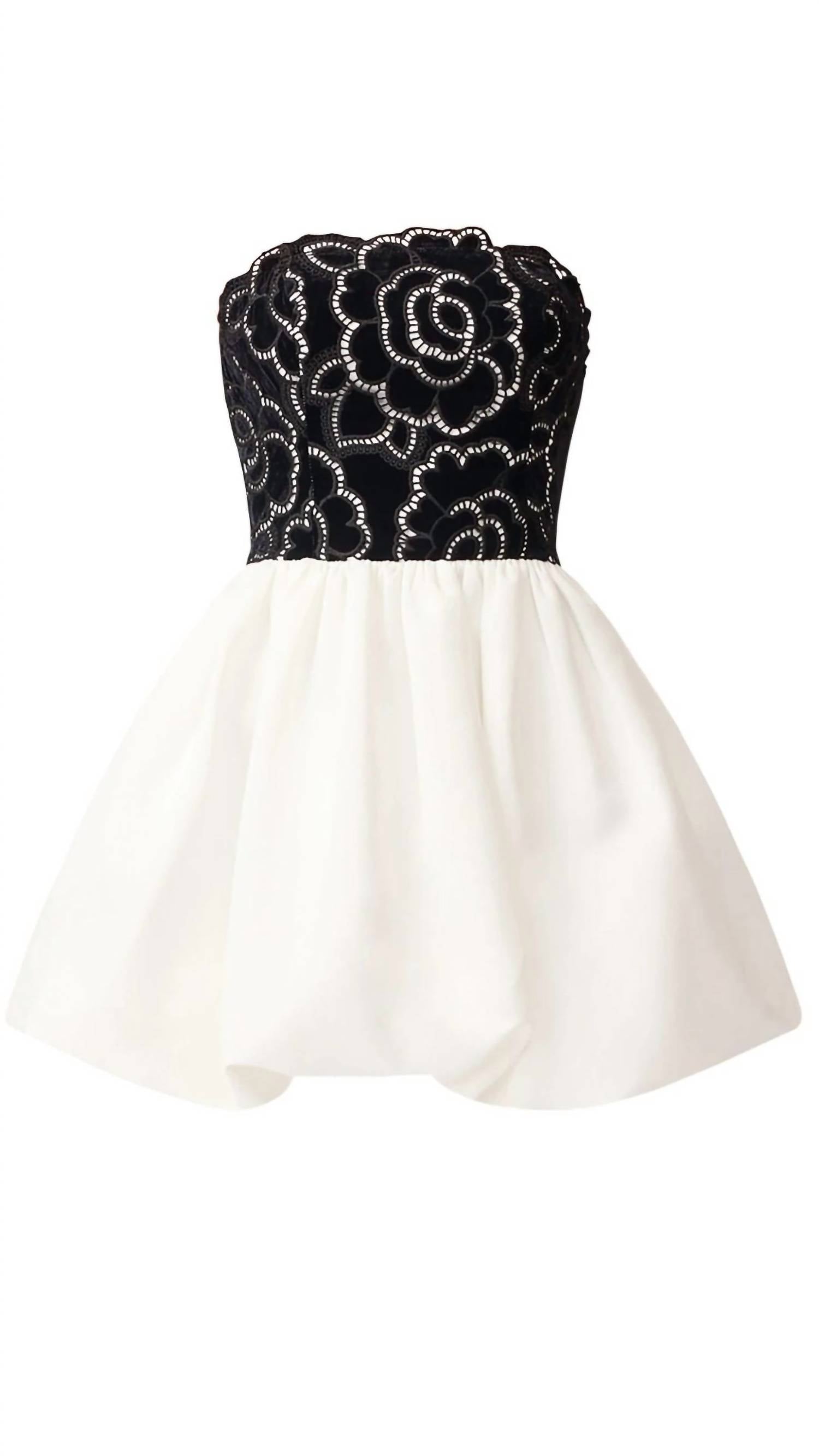 ELLIATT Eris Strapless Mini Dress in black white 2 - women's dress - view 6
