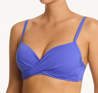 Sea Level Australia Essentials Edit Cross Front Moulded Underwire Bra in iris - women's intimate - alternate view