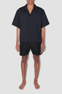 True Tribe Men's Saulo Cuban Shirt in smooth weave black - men's shirt