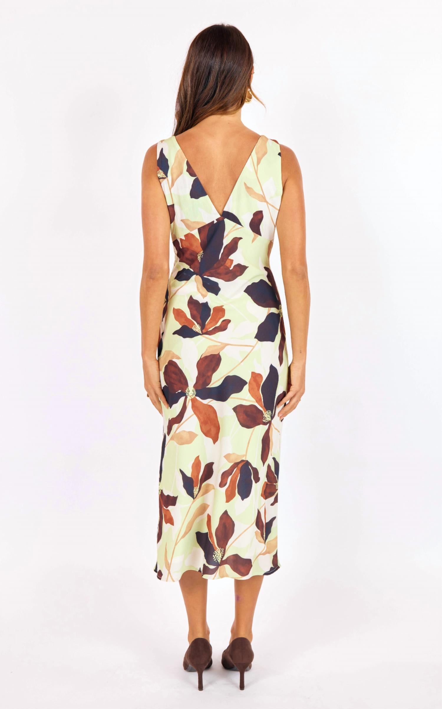 SAGE THE LABEL Parker City Dress in lime multi - women's dress - detail view