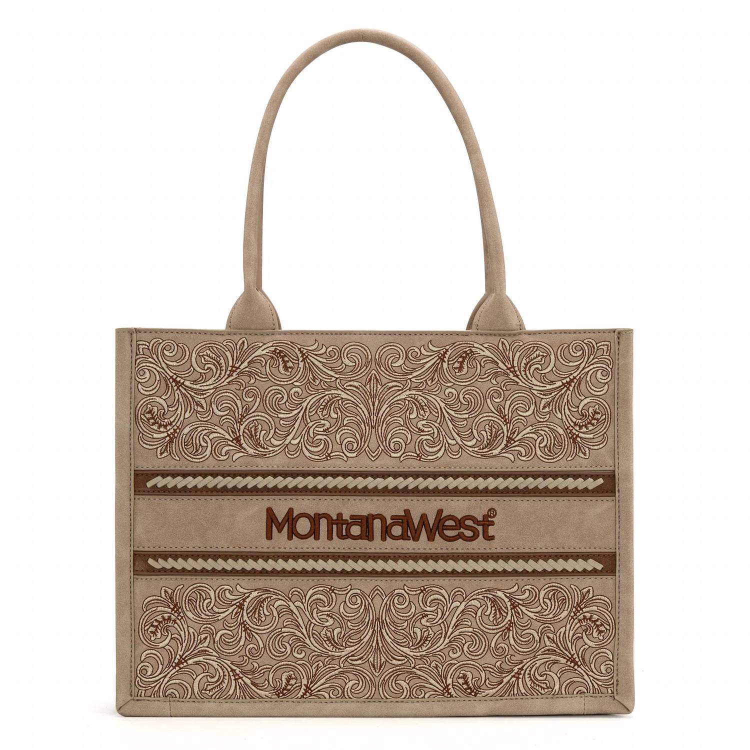 Montana West Embroidered collection concealed carry purse in tan - women's bag