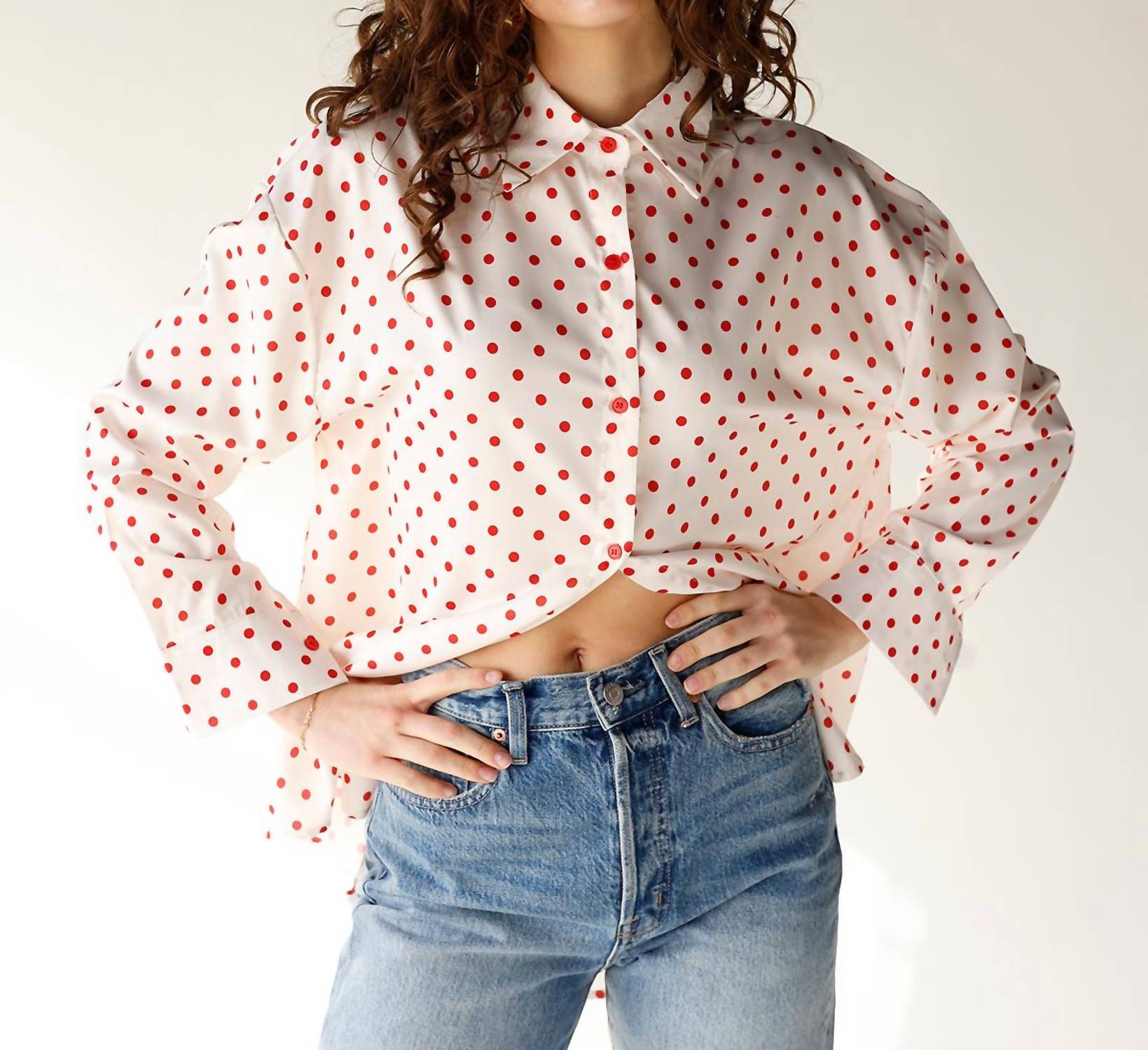 Grace + Emma - Cherry Crush Polka Dot Button Up