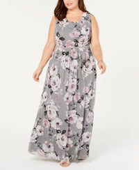 S.L. Fashions - Plus Size Floral Maxi Gown