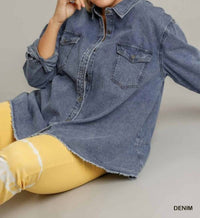 Umgee - Button Down Denim Shacket - Plus