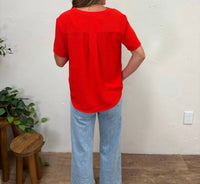 entro V-neck Shirt in red - women's t-shirt - alternate view
