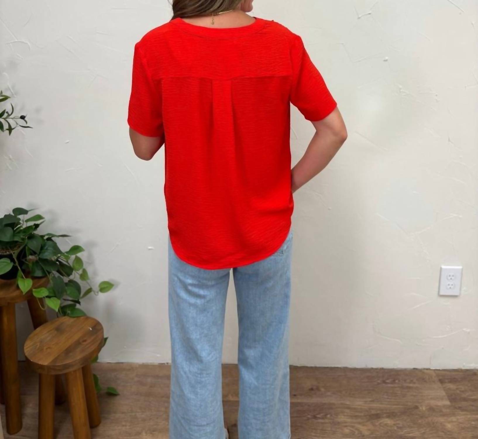 entro V-neck Shirt in red - women's t-shirt - alternate view