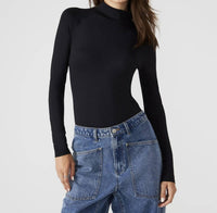 STEVE MADDEN Nelle Long Sleeve Bodysuit in black - women's shirt