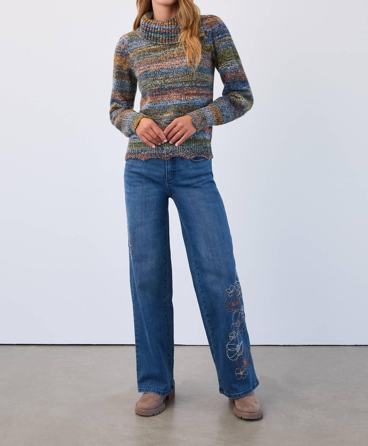 Fdj - Christina Wide Leg Floral Embroidered Pant