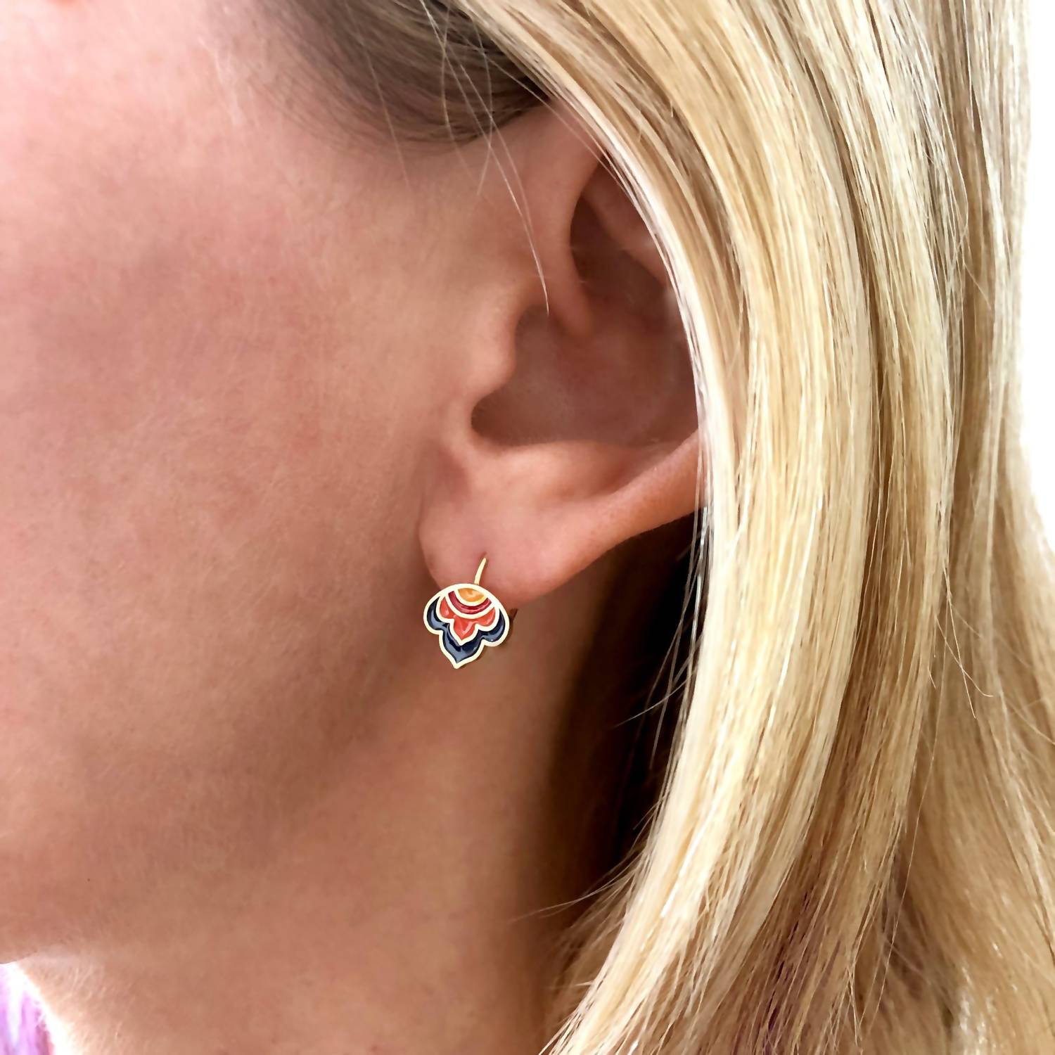 Jessica Elliot - Women's Enameled Lotus Ear Wire Earrings