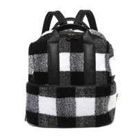 Jen & Co. Hattie Sherpa Backpack in white black - women's bag