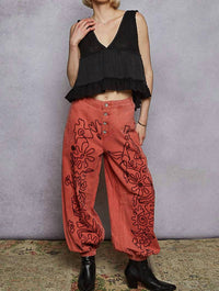 Pol - Floral Embroidered Twill Pants