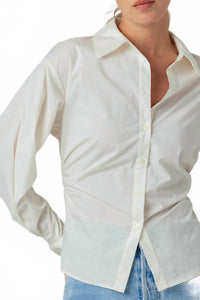 sundays Zariah Poplin Button Up Shirt in whisper white - women's shirt - detail view