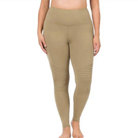 Zenana - Premium Cotton Tummy Control Moto Leggings