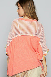 Pol - Birdie Patchwork Mesh Poncho