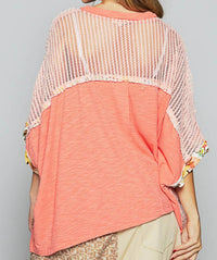 Pol - Birdie Patchwork Mesh Poncho