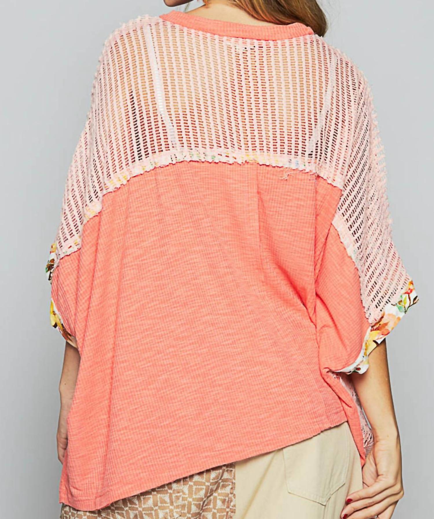 Pol - Birdie Patchwork Mesh Poncho