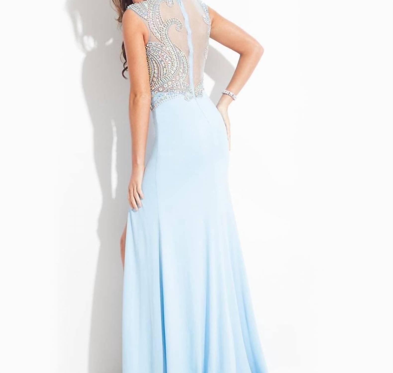 Rachel Allan - Jersey Gown With Decorative Beading